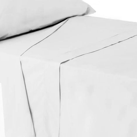 Drap dessus de lit - JUANIO - 270x210 cm - Blanc - 52% polyester/48% coton - Anti-acariens
