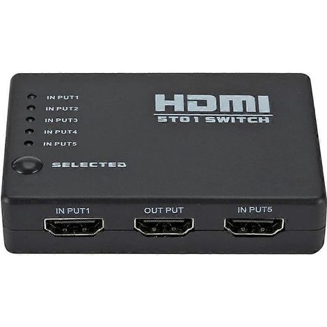 Commutateur compatible HDMI 1080P avec 5 entrées et 1 sortie, compatible avec les téléviseurs HD, les boîtiers TV PS3/4 et le répartiteur HDMI 5x1. (1/5)
