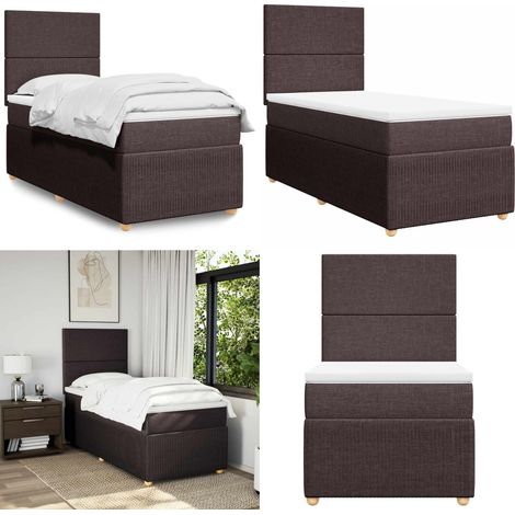 vidaXL Boxspringbett mit Matratze Dunkelbraun 90x200 cm Stoff (1/5)
