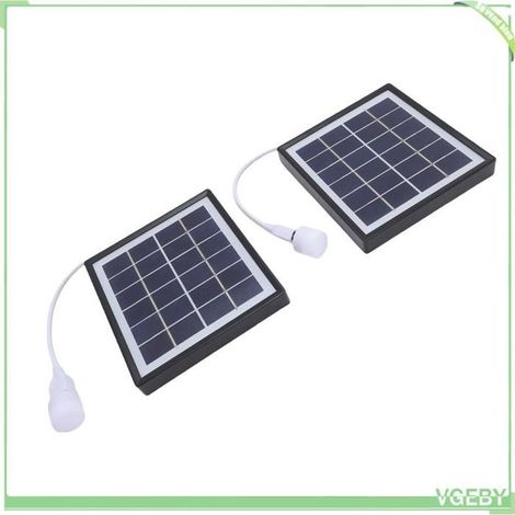 kit de panneau solaire - FAFEICY - 2 pièces - monocristallin - port USB - ampoule LED 5W (1/5)