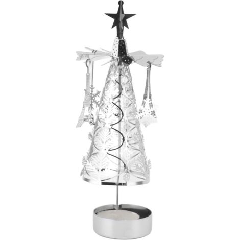 Sapin de Noël carrousel tournant porte-bougie acier inoxydable support bougie rotatif pour décoration maison fête (1/5)