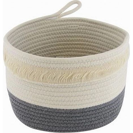 Cleafe - Cestino Porta Biancheria Oggetti Corda Intrecciata Cesto Organizer 26x18cm 10655 - (1/2)