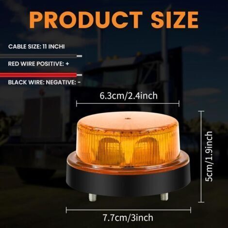 Ensemble de 4 gyrophares LED rotatifs, 12-24 V, feux stroboscopiques ronds, 2 modes de clignotement, pour voiture, véhicule, camion, remorque, fourgonnette