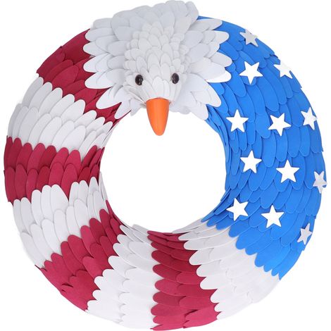 4. Juli-Kranz, 25 cm, wunderschönes Flaggen-Adler-Design, patriotischer Kranz, Dekoration zum Unabhängigkeitstag (1/5)