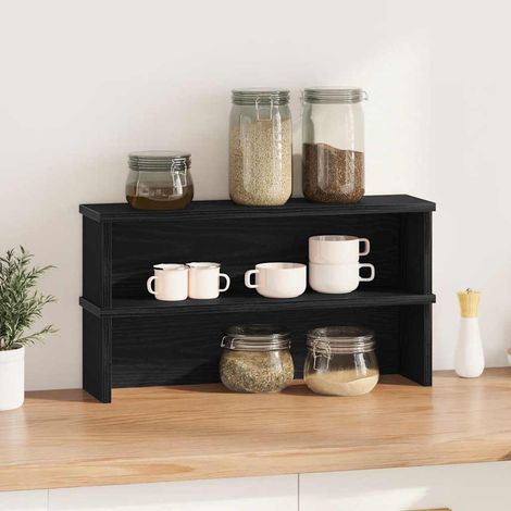 Étagères de cuisine empilables 2 pcs,Étagères de rangement noir 60x15x16 cm CFW63524 (1/5)