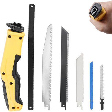 Scie à main avec 6 lames alternatives pour bois, métal, cloisons sèches et plus. (1/5)