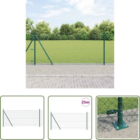 vidaXL Clôture en acier - Poteau de clôture. Vert 0,8 x 25 m (maillage de 60 x 60 mm) (1/5)