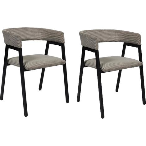 Lot de 2 Chaises Design Côtelé "Scott" 71cm Taupe (1/5)