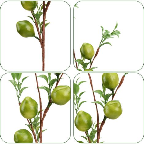 Branches de citron artificielles 6ocm, fausses tiges réalistes, artisanat exquis pour la décoration de la maison, vertes (1/5)