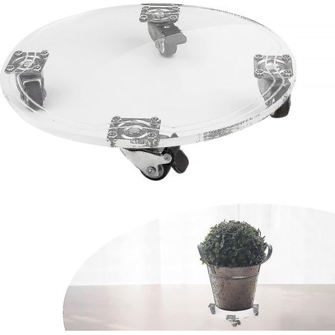 Support à roulettes pour pots de fleurs, diamètre 26 x 4,5 cm, chariot à plantes en acrylique, porte-plantes sur roulettes, chariot pour pots de fleurs pour jardin, intérieur et extérieur, charge maxi (1/4)
