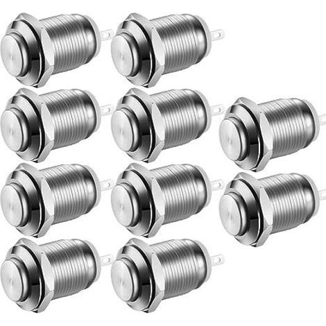 10 Stainless Steel Waterproof Instant Push Button Switches, 12 mm, 12-24 VHigh quality enhances quality of life. (1/5)
