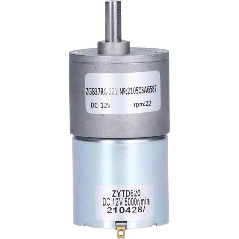 Moteur à engrenages micro réducteur haute torsion ZGB37RG DC 12V, arbre de sortie excentrique, couple élevé, faible vitesse (1/5)