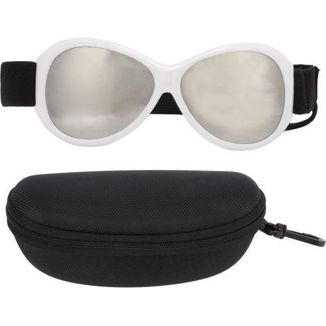Lunettes de protection pour chien anti-vent et anti-UV avec sangle réglable - Blanc argenté (1/5)