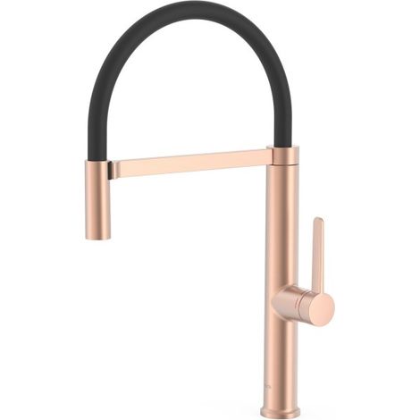 Mitigeur cuisine à bec flexible Or Rose Mat 24K - TRES 23048701OPM