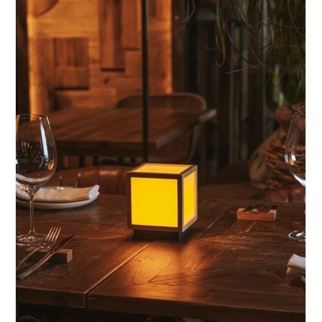 New Garden Be Happy Lanterne de table LED carrée VEGA à lumière chaude, avec panneau solaire et batterie rechargeable, 12x12cm - extérieur/intérieur (1/5)