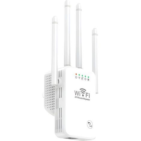 Répéteur WiFi 300Mbps, Amplificateur WiFi avec 4 Antennes, Mode Repeater/Router/AP, WiFi Extender avec Un Port Ethernet, Compatible avec Toutes Les Box Internet