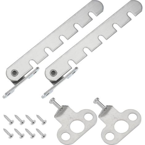 Loquet de sécurité pour fenêtre, 2 pièce, avec barre réglable, avec 5 fentes, pour fenêtres ouvrant vers l'intérieur, argenté (44 mm). (1/5)
