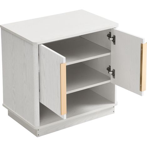 ELVMI Schuhschrank mit 2 Türen, 1 offenem Fach und verstellbaren Einlegeböden, für Flur, MDF, 60 x 40 x 61 cm, Weiß (1/5)
