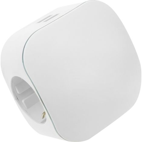 BeMatik - Connecteur à broches Multiplicateur schuko triple blanc avec Chargeur USB 5VDC (1/5)