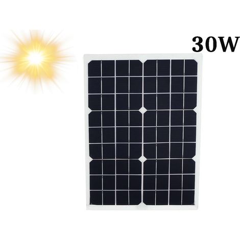 Pannello Solare Fotovoltaico 30w risparmio Energia 12V Pinza Coccodrillo (1/5)