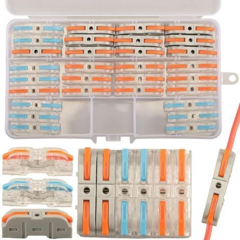 30pcs Connecteurs électriques à Levier, Bornes de Connexion Automatique Rapide Peuvent être Librement Combinés, Connecteurs électriques en Ligne 1 à 1, Connecteurs de Fil d'épissage Compacts Bricolage (1/4)