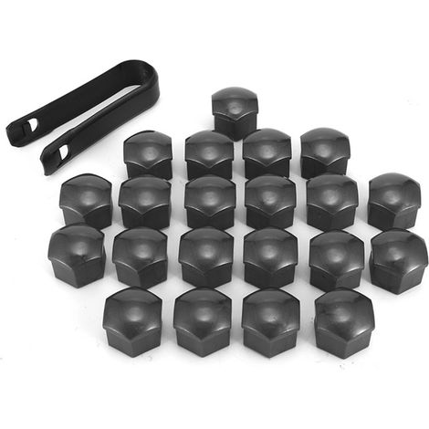 Lot de 20 cache-écrous de roue 17 mm avec outil de démontage (1/5)