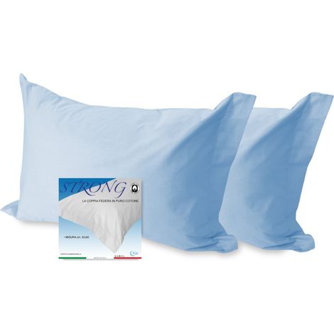 COPPIA federa per GUANCIALE STRONG tinta unita AZZURRO cm. 52X82
