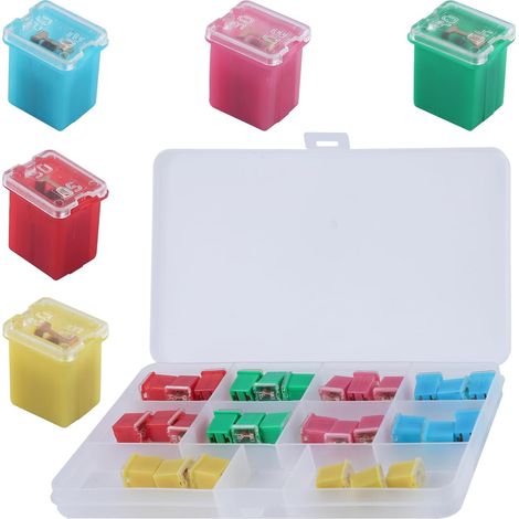 30pcs Automobile Car Fuse Assortment Kit Low Profile Box Shaped Fuse Kit (20A-60A) for Pickup Trucks Cars SUV (1/5)