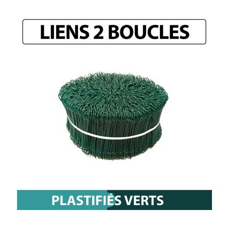 Cloture & Jardin – Liens 2 boucles plastifiés vert – Botte de 1000 liens – Longueur 12cm – Résistants pour agriculture et floriculture (1/3)