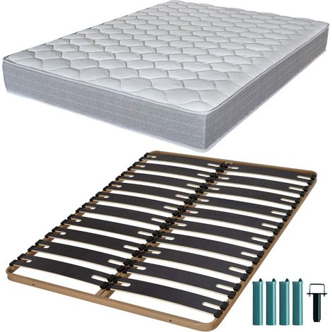 Matelas mousse + Sommier métal C310 140x190 Madere - Hauteur 24 cm - Soutien ferme (1/5)