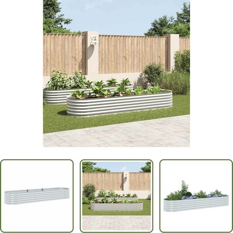 Hochbeet -  Garten-Hochbeet 320x80x44 cm Verzinkter Stahl Silbern (1/5)