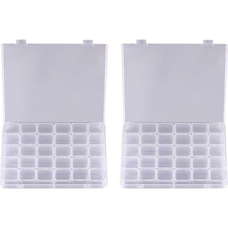 2 Aufbewahrungsboxen für Diamantstickerei (maximal 30 Fächer), Behälter für Werkzeuge und Kunststoffperlen. (1/5)