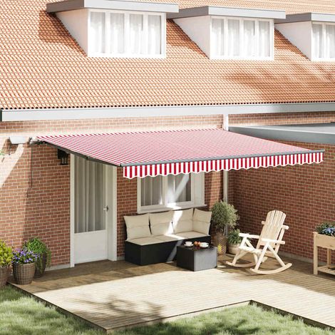 Retractable Awning Red and White 450 x 300 cm vidaXL (1/5)