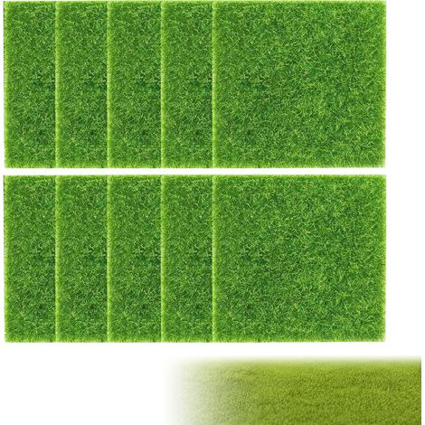 Faux Gazon Exterieur, Fausse Pelouse Balcon Jardin, Artificiel, Tapis de Pelouse Artificielle pour Décoration de Herbe de Mousse Miniature Maison de Poupée (1/5)