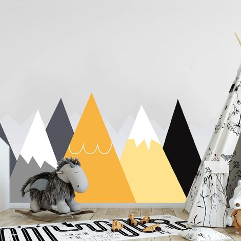 Adesivi murali per bambini – Decorazione camera da letto – Adesivi murali per bambini – Adesivo murale scandinavo, adesivo murale gigante montagne scandinave Licaka – H100 x 240 cm (1/3)