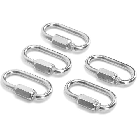 5 Mousquetons en Acier Inoxydable à Vis pour Escalade, Randonnée et Accrobranche (Épaisseur 3.5mm)