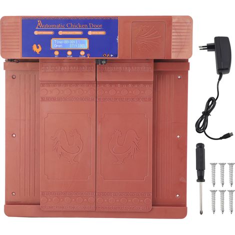 Porte automatique de poulailler à double ouverture avec affichage LED et minuterie, idéale pour les élevages de canards et d'oies. (1/5)