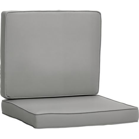Set mit 2 Sitzkissen, 56 x 52 cm, mit Reißverschluss, Stoffbezug, 7 cm dicke Polsterung, waschbar, hellgrau (1/5)