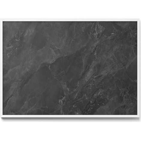 Tableau Magnétique en Métal Tableau pour Magnet - Motif Structure en pierre foncée - Minimaliste - Cadre Blanc - 100x70 cm - Plaque Magnétique