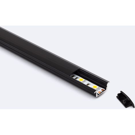 Profilo Alluminio da Incasso per Striscia LED fino a 12mm con Coperchio Continuo Nero 2 m Nero traslucido (1/4)