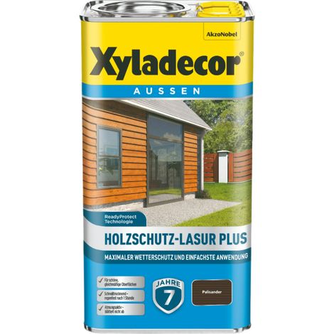 Xyladecor Holzschutz-Lasur Plus, Maximaler Wetterschutz und einfachste Anwendung Palisander, 4 l