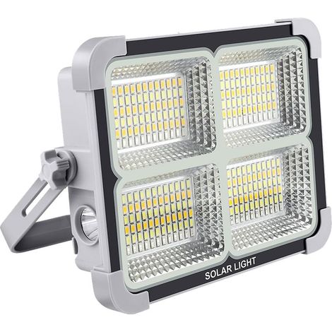 Projecteur LED Rechargeable,Portable Lampe Chantier avec Panneau Solaire Batterie Rechargeable/6 Modes/Aimant/Étanche Lampe de Travail (1/5)