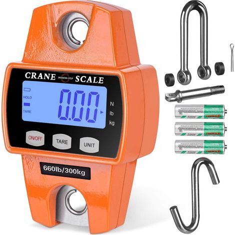 Balance suspendue numérique 660lb 300 kg - Échelle de poisson résistante à l'eau lourde - bagage à main Échelle de poids valise chasse ferme vélo archet poids poisson Échelle de poisson,orange (1/5)