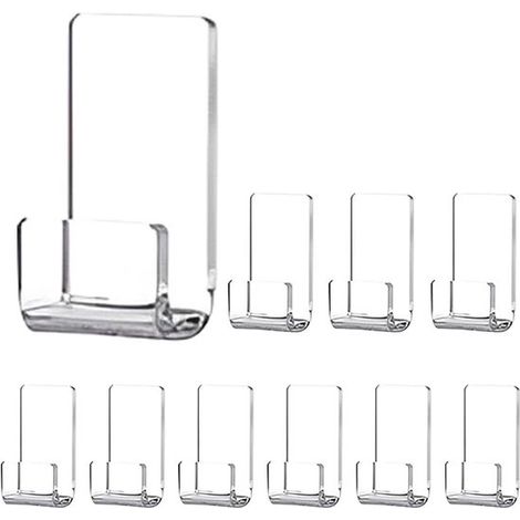 Porte-disques vinyles - Lot de 10 - Système de rangement pour disques vinyles - Fixation murale - Support pour vinyles - Présentoir - Transparent - 10 pièces - 2 x 4 cm (1/5)