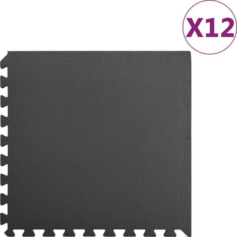 Tapis de Sol de Piscine imperméable, Dalles de sol 12 pcs 4,32㎡ Mousse EVA Noir MKS14172 (1/5)