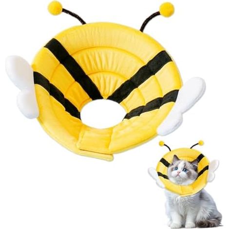 Collier médical Souple pour Chat et Petit Chien – 1 collerette Abeille S (20–23 cm) – Protection Post-opératoire, Ajustable, Confortable, Lavable, prévention des léchages et morsures (1/4)