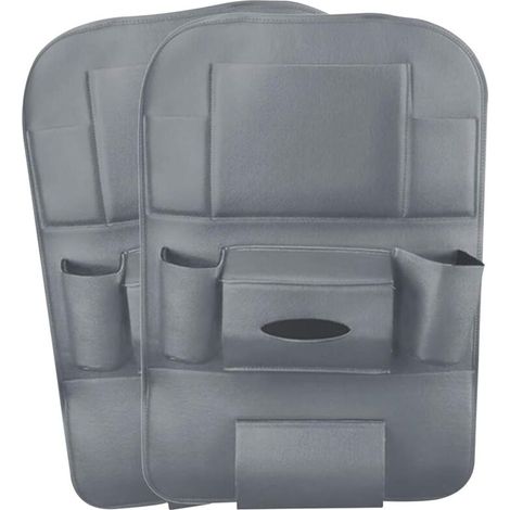 2er-Pack Auto-Organizer aus PU-Leder, Rücksitzschutzbezug, Kick Mat Auto-Rücksitz-Organizer mit 10,1" iPad-/Tablet-Halterung – Grau