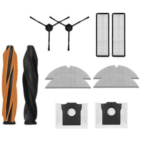 Kit d'accessoires de rechange pour aspirateur robot Dreame D20 Pro/D20 Plus : brosses lat��rales principales, filtre, lingette de nettoyage et sac �� poussi��re.