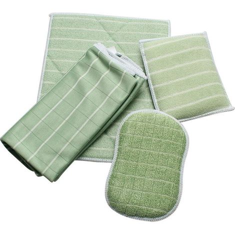 Set mit 5 Bambus-Mikrofasertüchern für Fenster, Spiegel, Fliesen, Autokarosserien, Haushalt und Badezimmer (1/5)