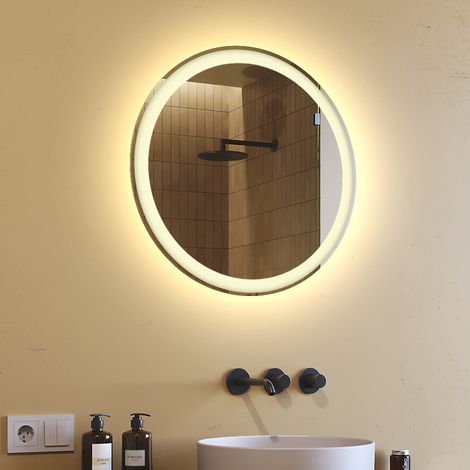 Miroir lumineux de salle de bain 60x60 cm – Éclairage LED blanc chaud 3000K – Interrupteur mural – Épaisseur 4mm – Longévité 15000h – Artforma (1/5)